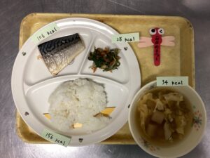 ごはん・鯖の塩焼き・三色ナムル・かきたま汁